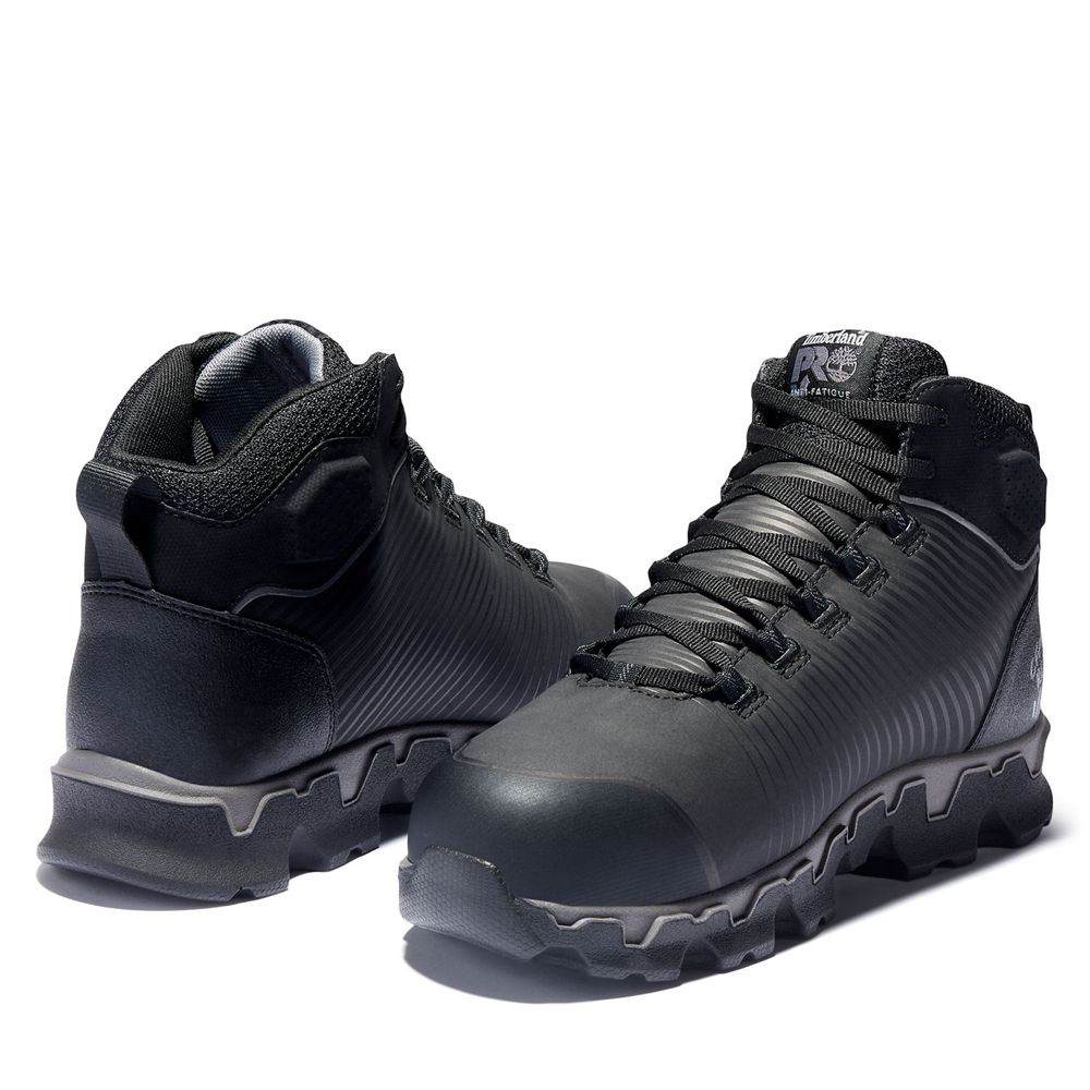 Timberland Mens Pro Boots Powertrain Sport Mid Alloy Toe EH Work Shoes - Black - India SA9743025